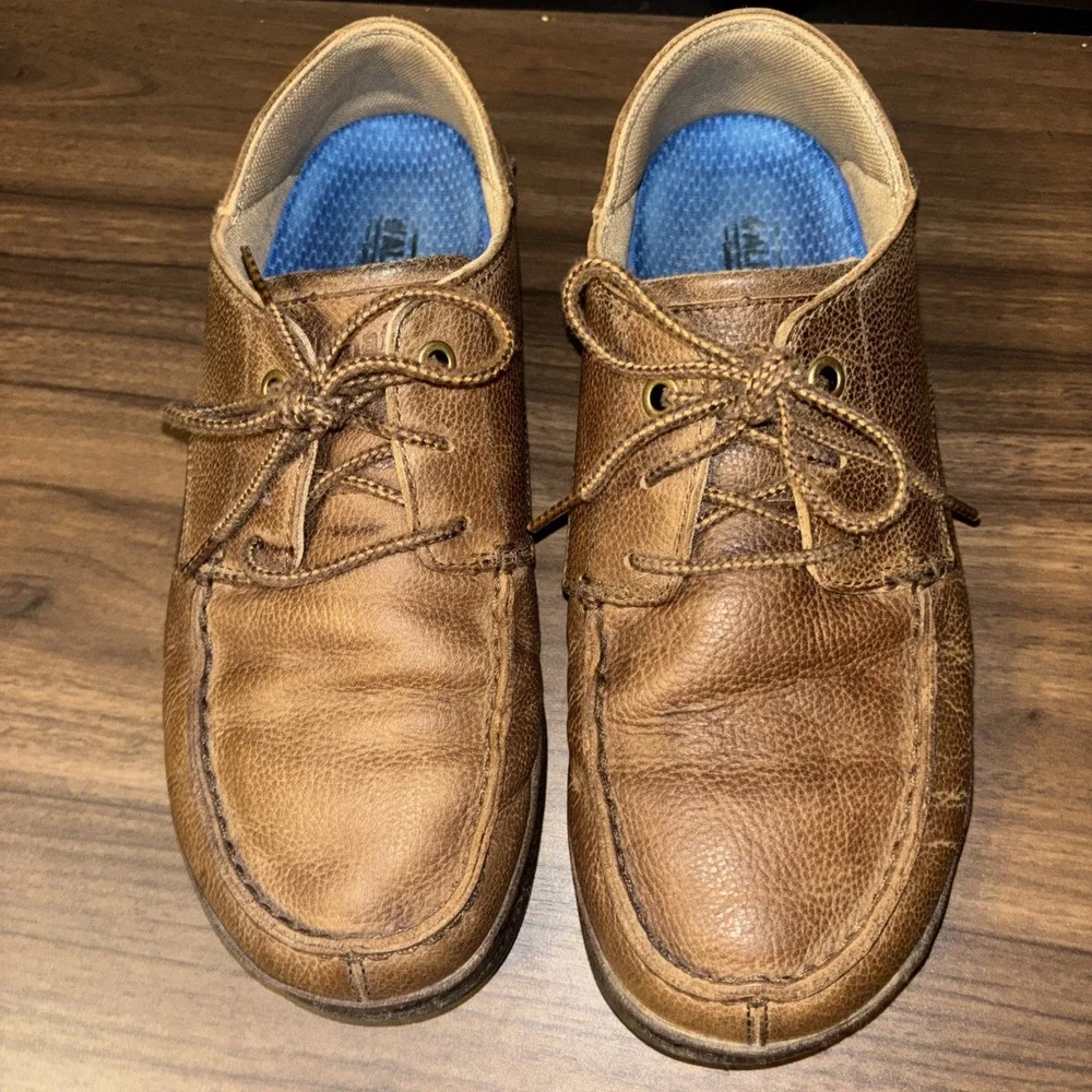 Olukai Men 9 Hamakua Poko Shoes 42 Brown Leather Casual *read Added Foam Insoles